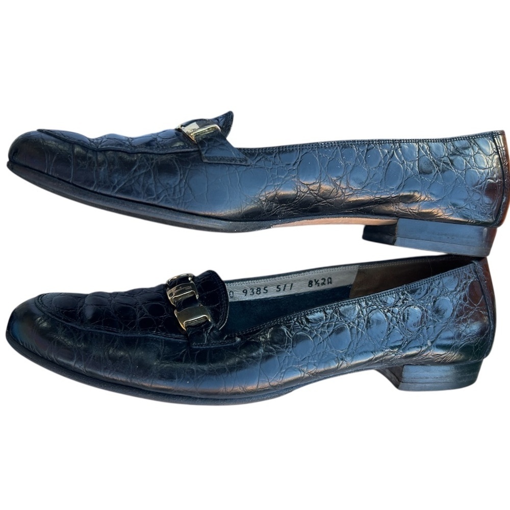 Vintage Salvatore Ferragamo Brown Women's Croc Loafers Size 8-1/2 - Picture 3 of 7